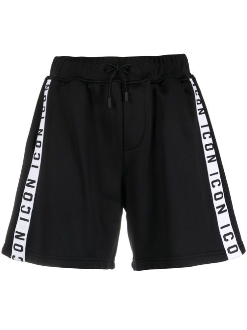 Icon-stripe drawstring shorts - Black