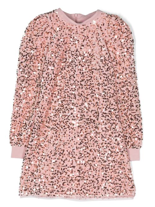 Sequin-design shift-dress - Pink