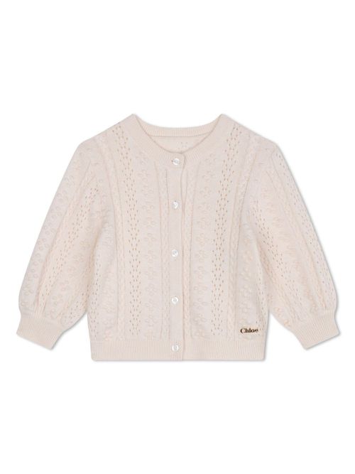 Long-sleeve knitted cardigan - Pink