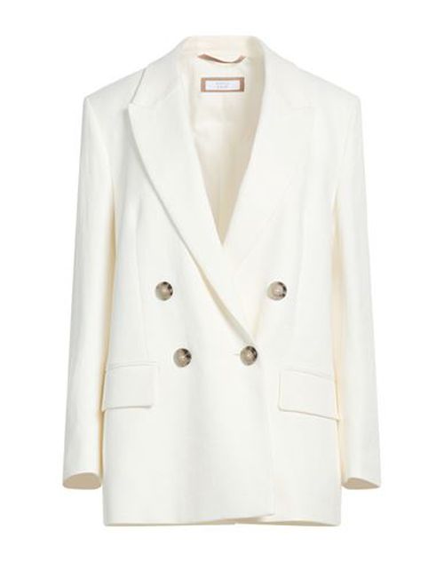 Easy Woman Blazer Ivory Size 6 Linen, Viscose, Elastane