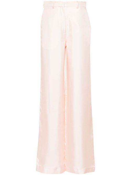 Silk wide-leg trousers - Pink