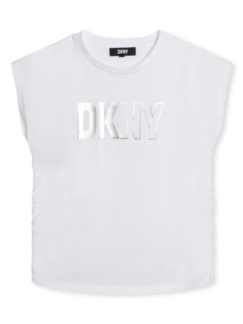 Metallic logo-print organic cotton T-shirt - White