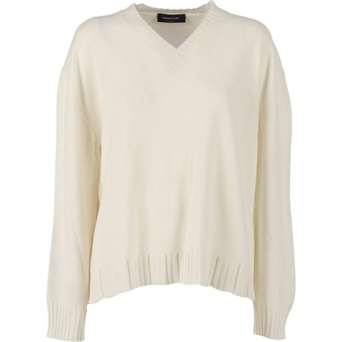 Fabiana Filippi Maglia Scollo V In Rafia Color Platino