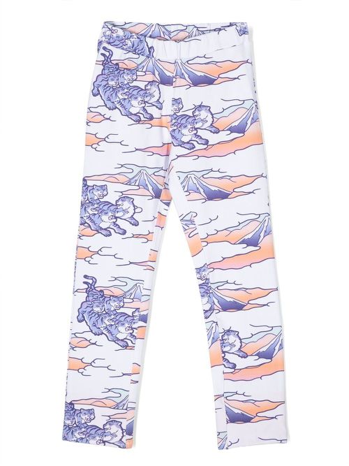 All-over graphic-print leggings - White