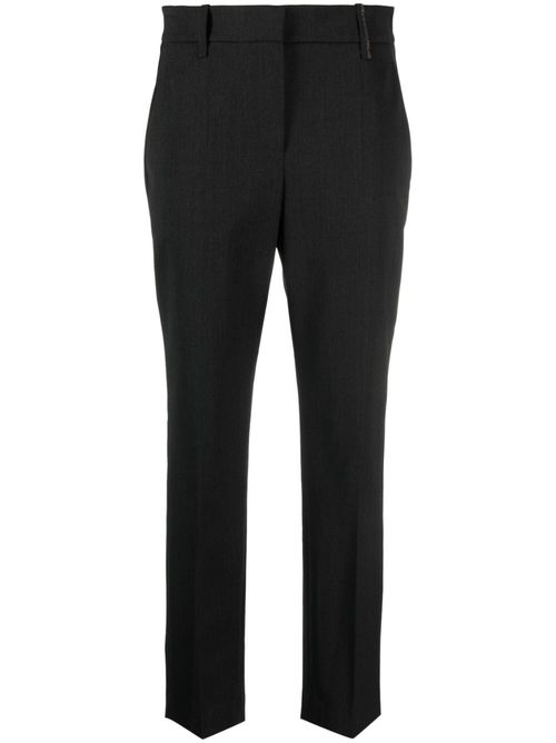 Mid-rise cropped tailored trousers - Grey