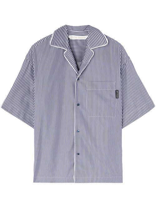 Logo-print striped shirt - Blue
