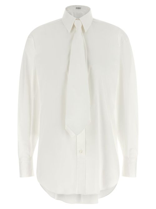 Cotton Poplin with Monile Detail Blouse — White