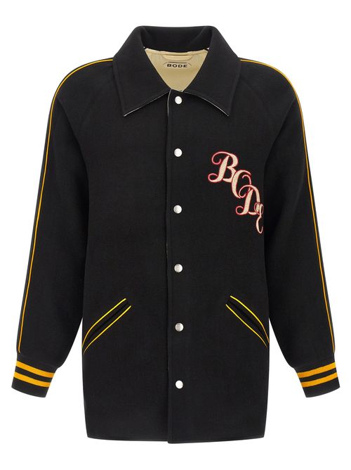 Monogram Snap Reversible Wool Jacket — Black