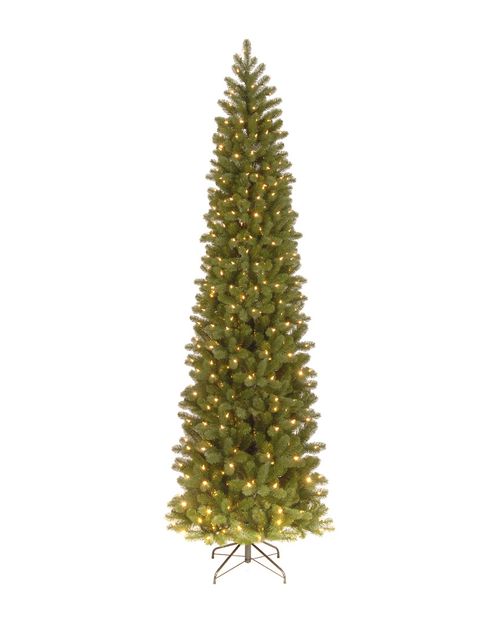 National Tree Company 9ft Feel Real Douglas Fir Pencil Slim Tree with Lights