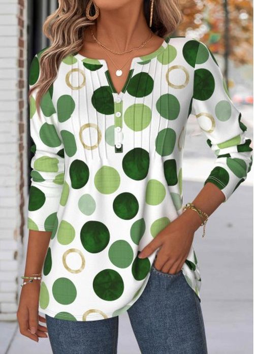 Modlily Multi Color Polka Dot Long Sleeve T Shirt
