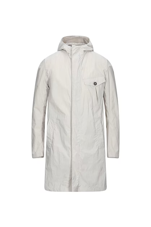 Nylon Hooded Coat — White