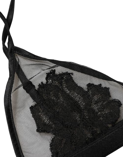 Floral Mesh Soft Cup Soft Cup Bra — Black