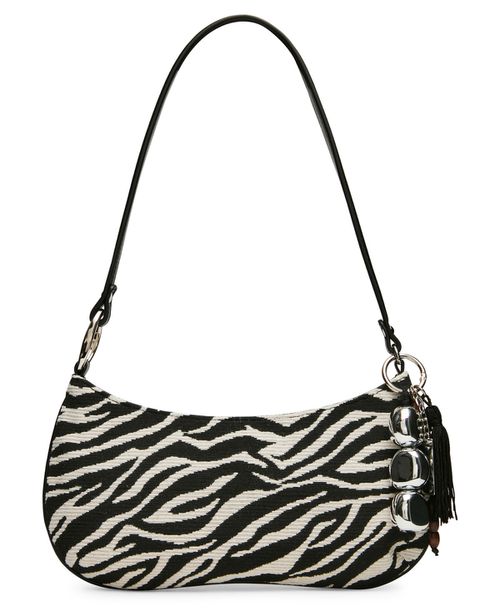Bsabine Small Pebbled and Tassled Shoulder Handbag - Zebra