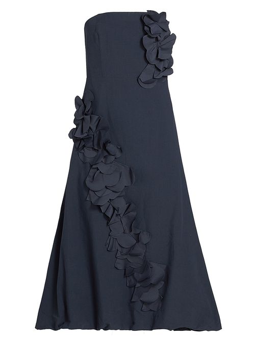 Women's Zaria Floral Appliqué Cotton-Blend Strapless Midi-Dress - Navy