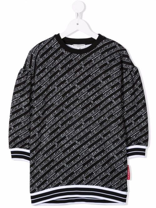 Logo-print casual dress - Black
