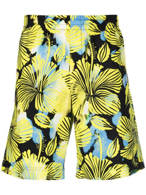 Floral-print track shorts - Black