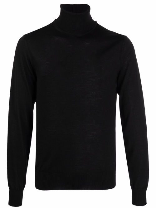 Roll neck knitted jumper - Black