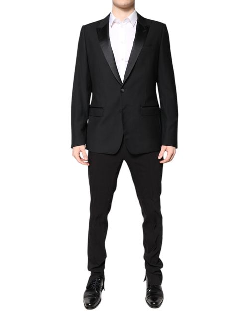 Virgin Wool Single-Breasted Pant Suit — Black