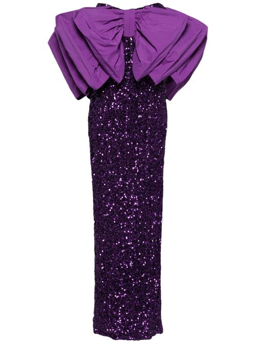 Bow-detail sequinned maxi dress - Purple