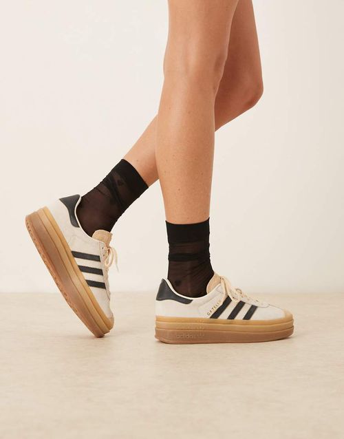 Gazelle bold sneakers in cream and black-White