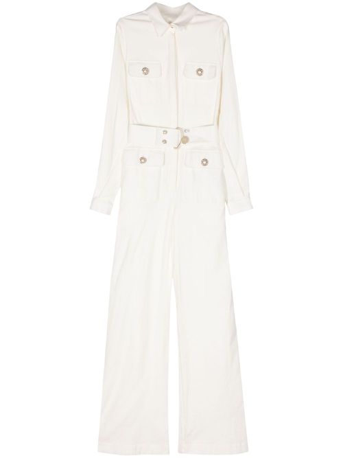 Gabardine Wide-leg Jumpsuit - White