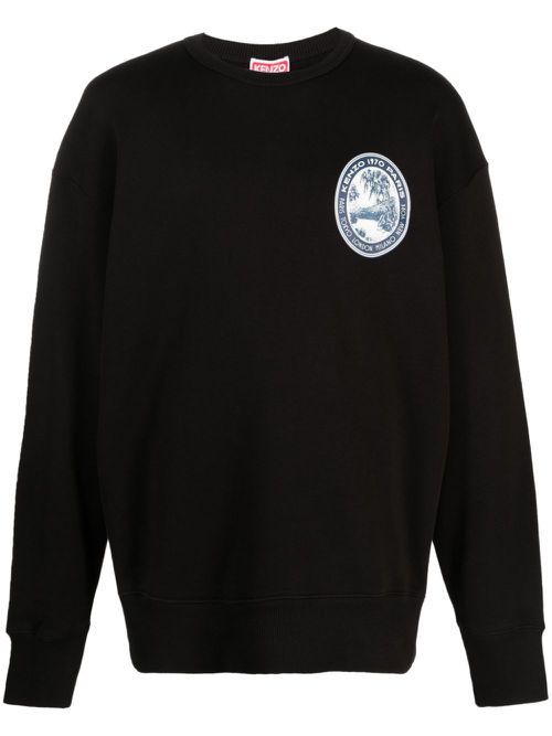 Logo-patch cotton sweatshirt - Black