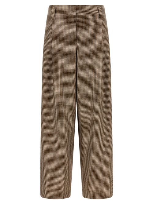 Virgin Wool Prince of Wales Trousers — Brown