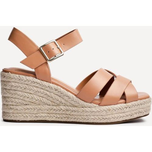 Linzi Women's Sheena Tan Crossover Espadrille Wedges | : 3/Standard Fit