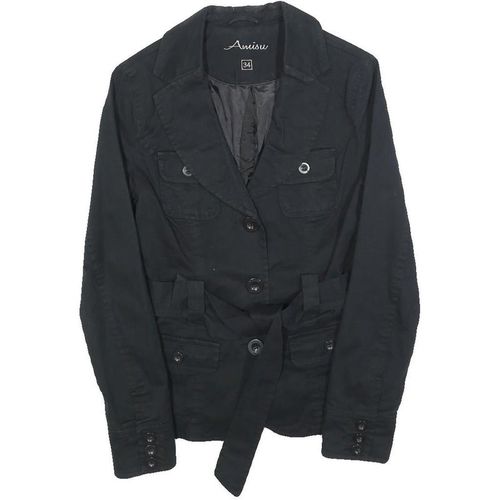 AMISU Womens Black Cotton Blend Button Jacket XS Casual Utility Style