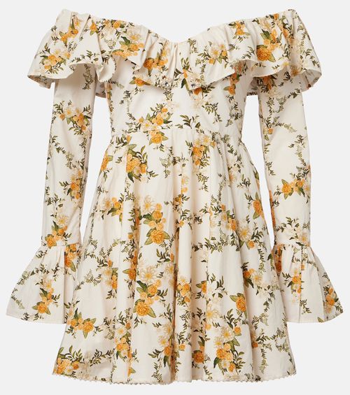 Verso off-shoulder floral cotton minidress