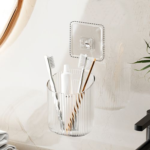 TEMU No-drill Wall-mounted Bathroom Shelf With Adhesive/screw-mount Installation - Heavy-duty Plastic Space-saving Over-toilet Or Under-sink For