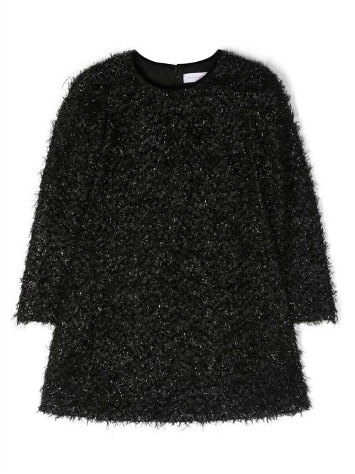 Faux-fur A-line dress - Black