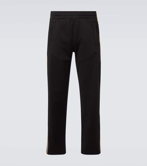 Check cotton-blend jersey track pants