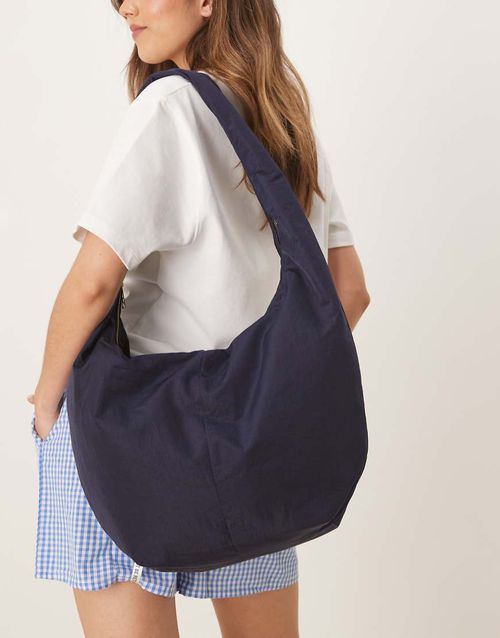 Large slouchy sling tote bag in navy