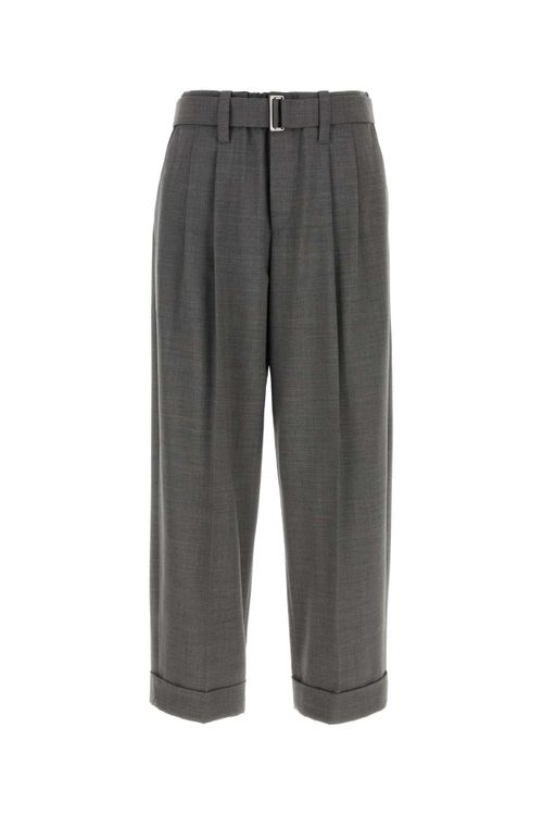 Stretch Virgin Wool Blend Trousers — Gray
