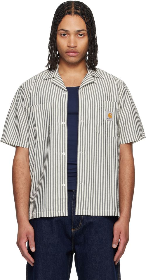Black & White Short Sleeve Leavel Stripe Shirt