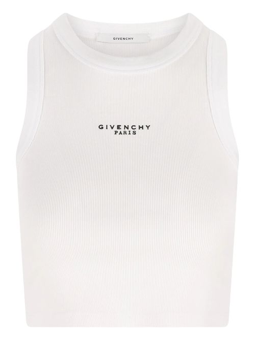 Cropped Tank Top in Cotton with Paris Print
