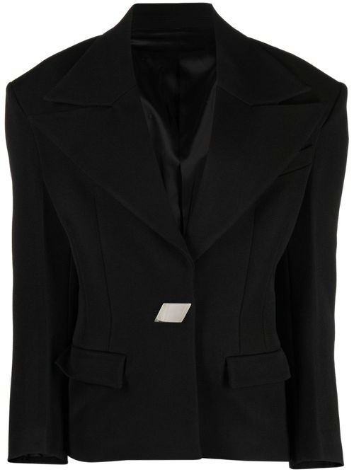Single-breasted fitted blazer - Black