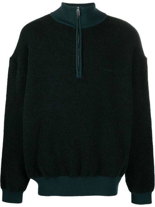 Merino wool blend half-zip sweatshirt - Green