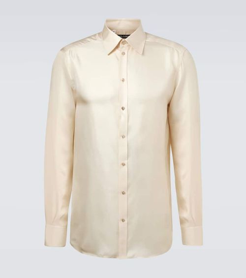 Silk twill dress shirt