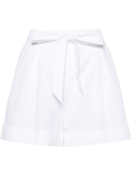 Pleated turn-up shorts - White