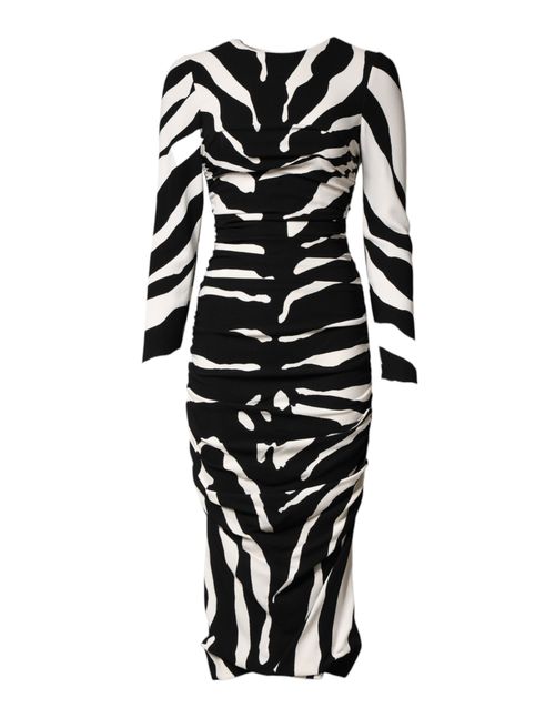 Zebra-Print Silk Dress — Black