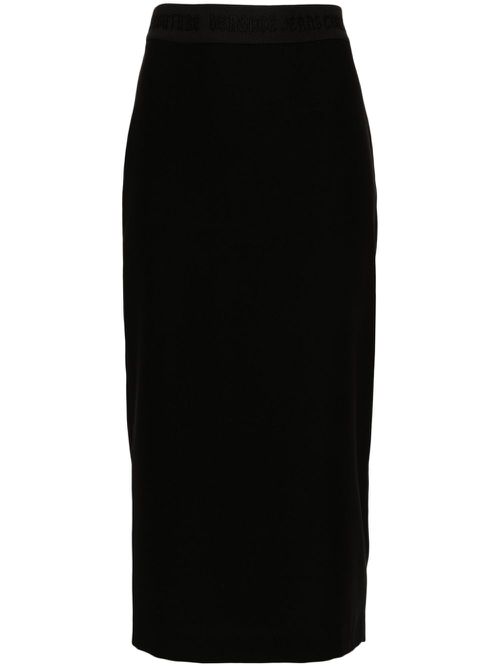 Logo-waistband midi skirt - Black