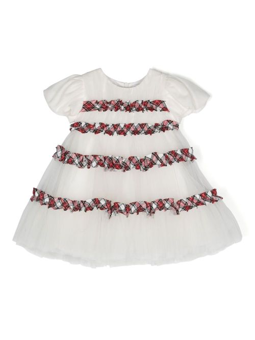 Ruched tulle voluminous dress - White