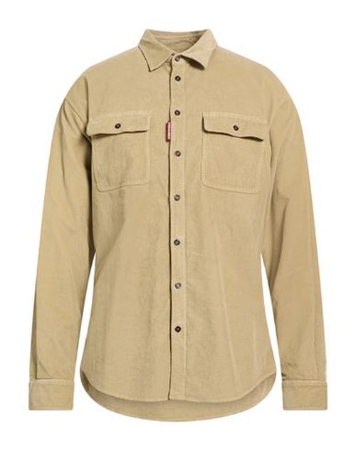 Man Shirt Khaki Size 36 Cotton, Elastane