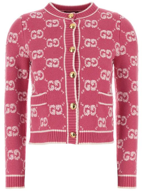 GG jacquard wool cardigan - Pink