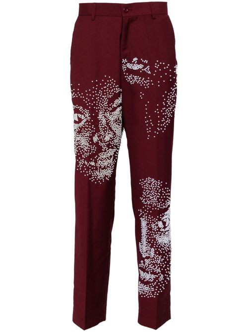 Embellished-faces trousers - Red