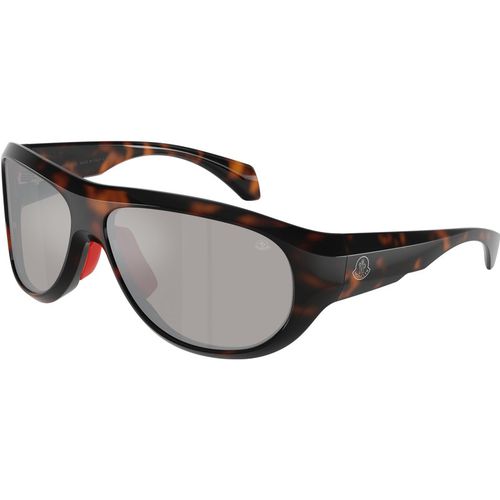 Moncler Unisex Moncler ME8013 BLEACHER 50216G Sunglasses Injected Turtle Silver Round Norma