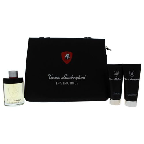 Invincibile by for Men - 4 Pc Gift Set 4.2oz EDT Spray, 5oz After Shave Balm, 5oz Shower Gel, Leather Briefcase