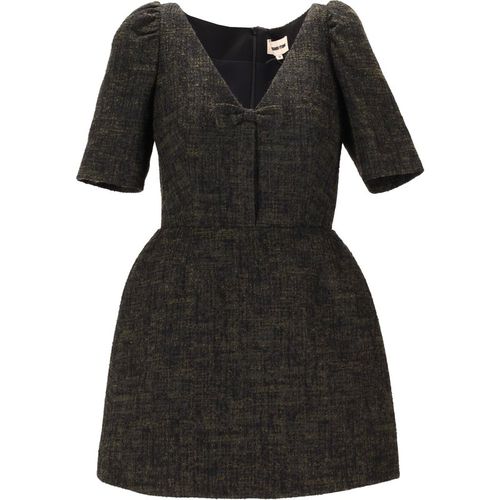 Shushu Tong V Neck Bow Mid Sleeve Dre